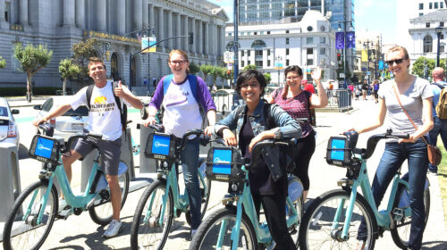 students on bikes