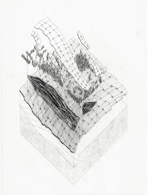 landscape architecture department student work showing rendering of layers of sediment